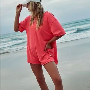 🔥 Free People Movement Coral Onesie | Oversized Lounge Romper | Athleisure Chic